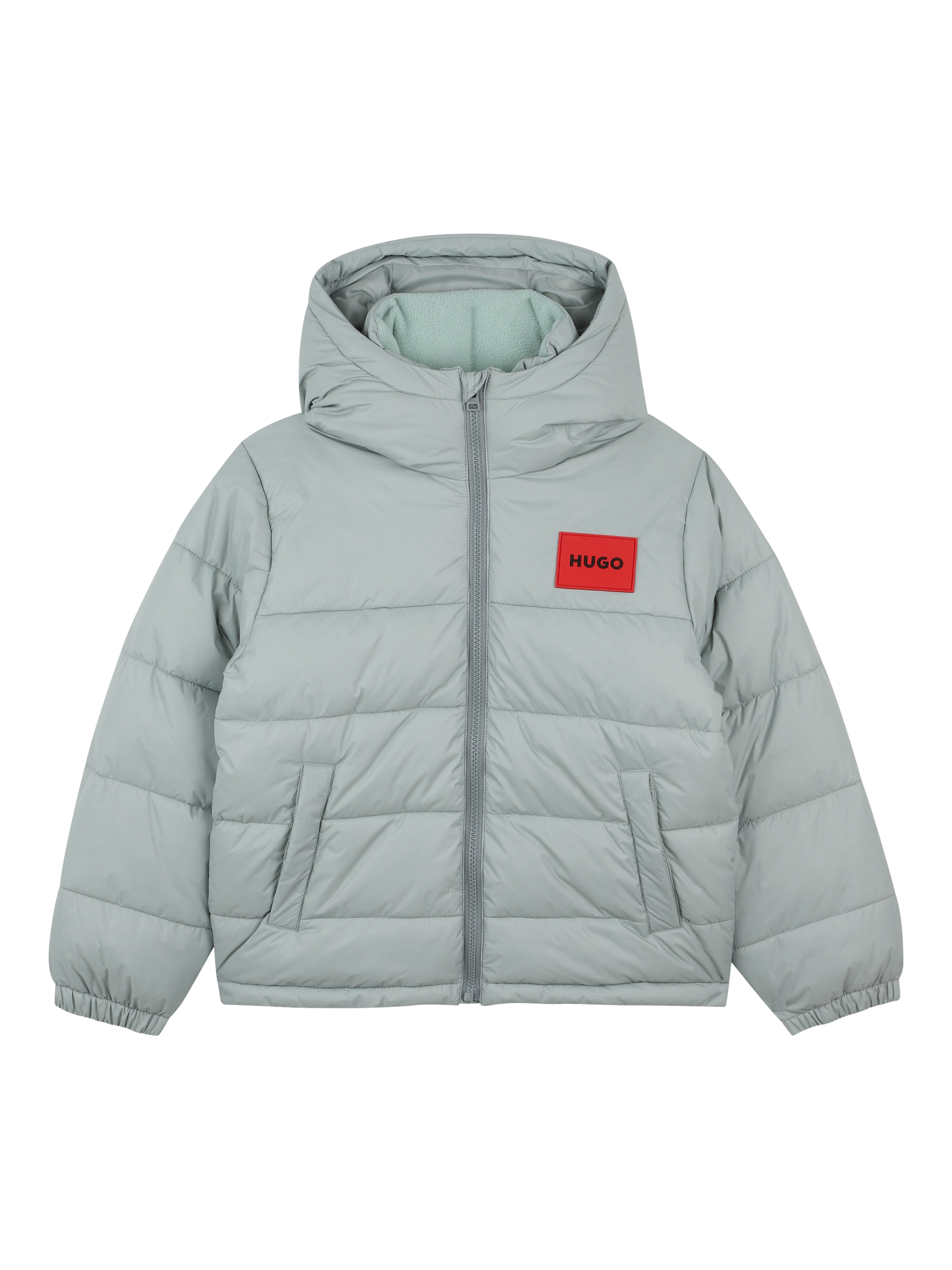 Product image 1 of 2, which shows HUGO BOSS Kids' Zip Front Hooded Puffer Jacket, Kalamata, 4 years