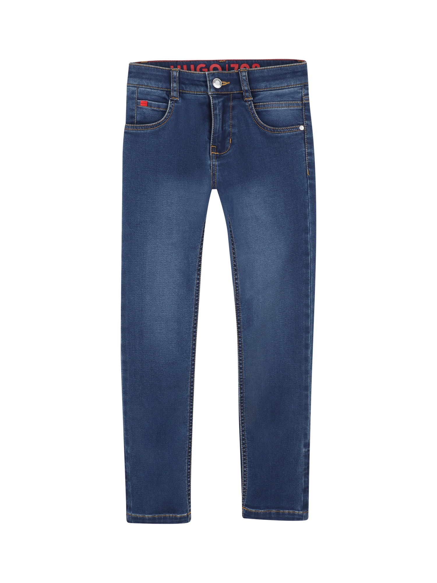 Product image 1 of 2, which shows HUGO Kids' Slim Leg Jeans, Double Stone + Brush, 4 years