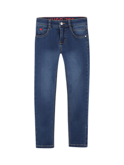 HUGO Kids' Slim Leg Jeans, Double Stone + Brush, Double Stone + Brush