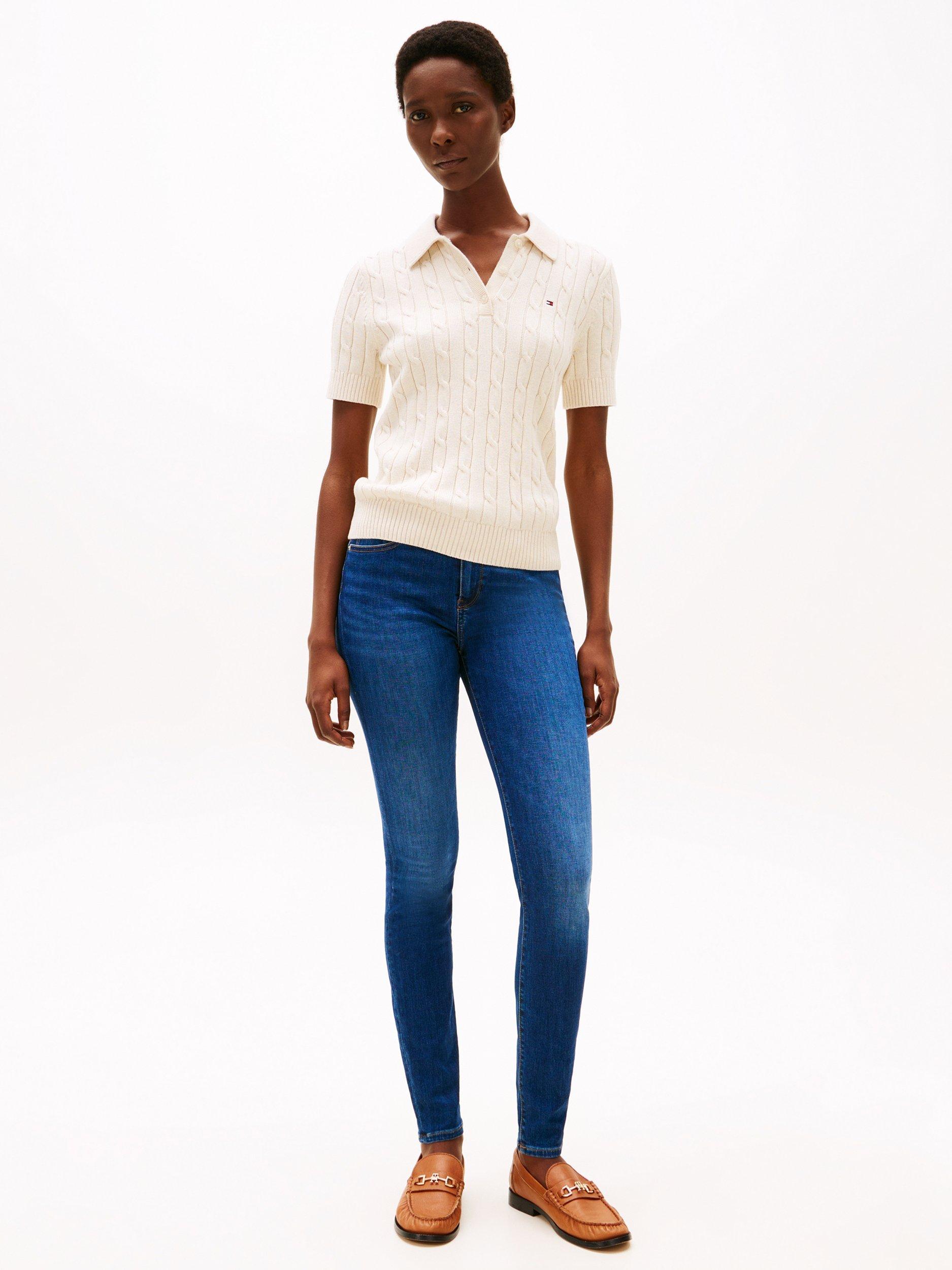 Product image 2 of 5, which shows Tommy Hilfiger Doreen Mid Rise Skinny Jeans, Mid Blue, W26/L28