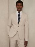 Reiss Bay Slim Fit Single Breasted Seersucker Suit Blazer, Natural Cream