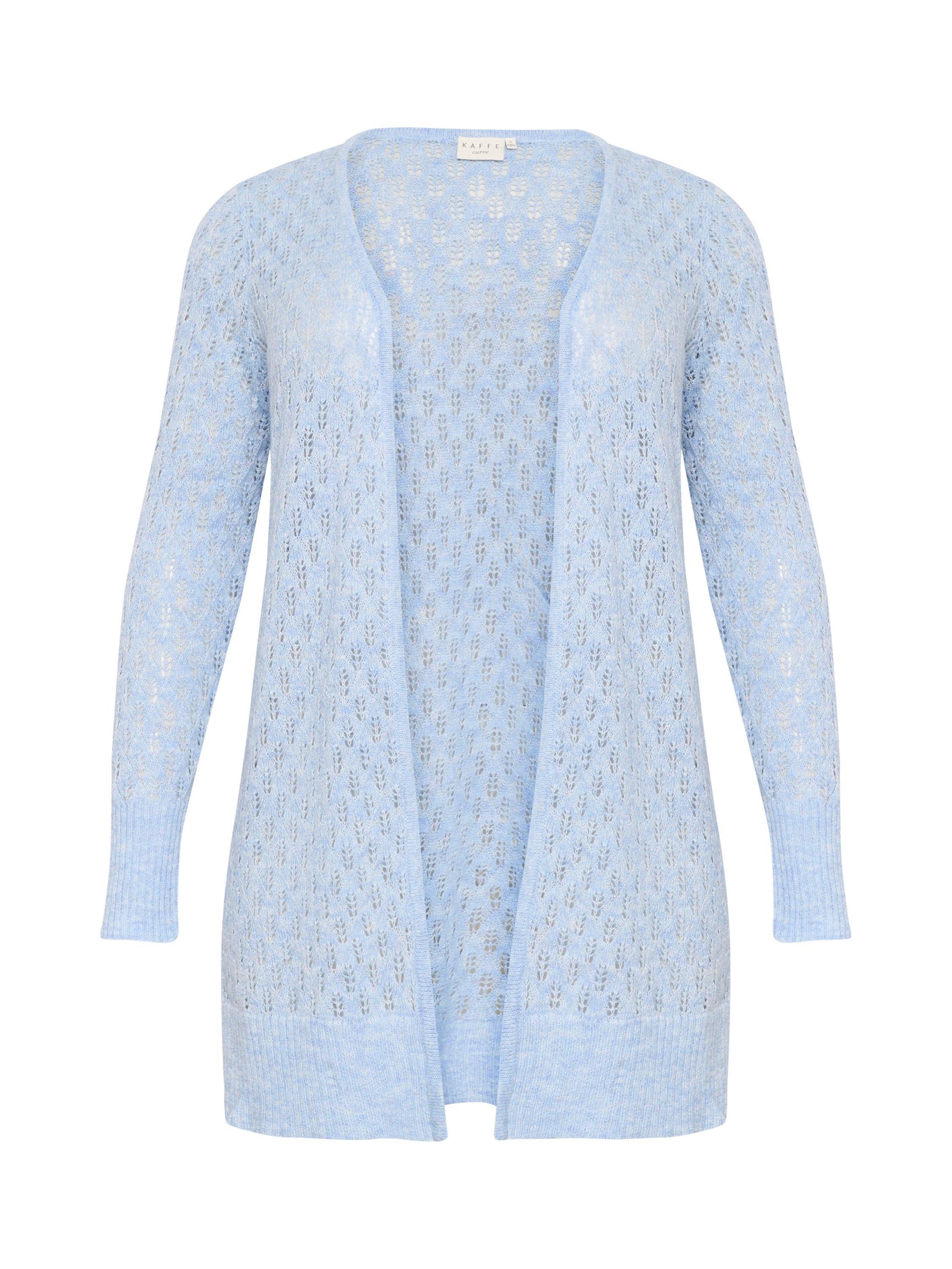 Product image 5 of 6, which shows KAFFE Curve Loura Open Neck Cardigan, Mid Blue, S