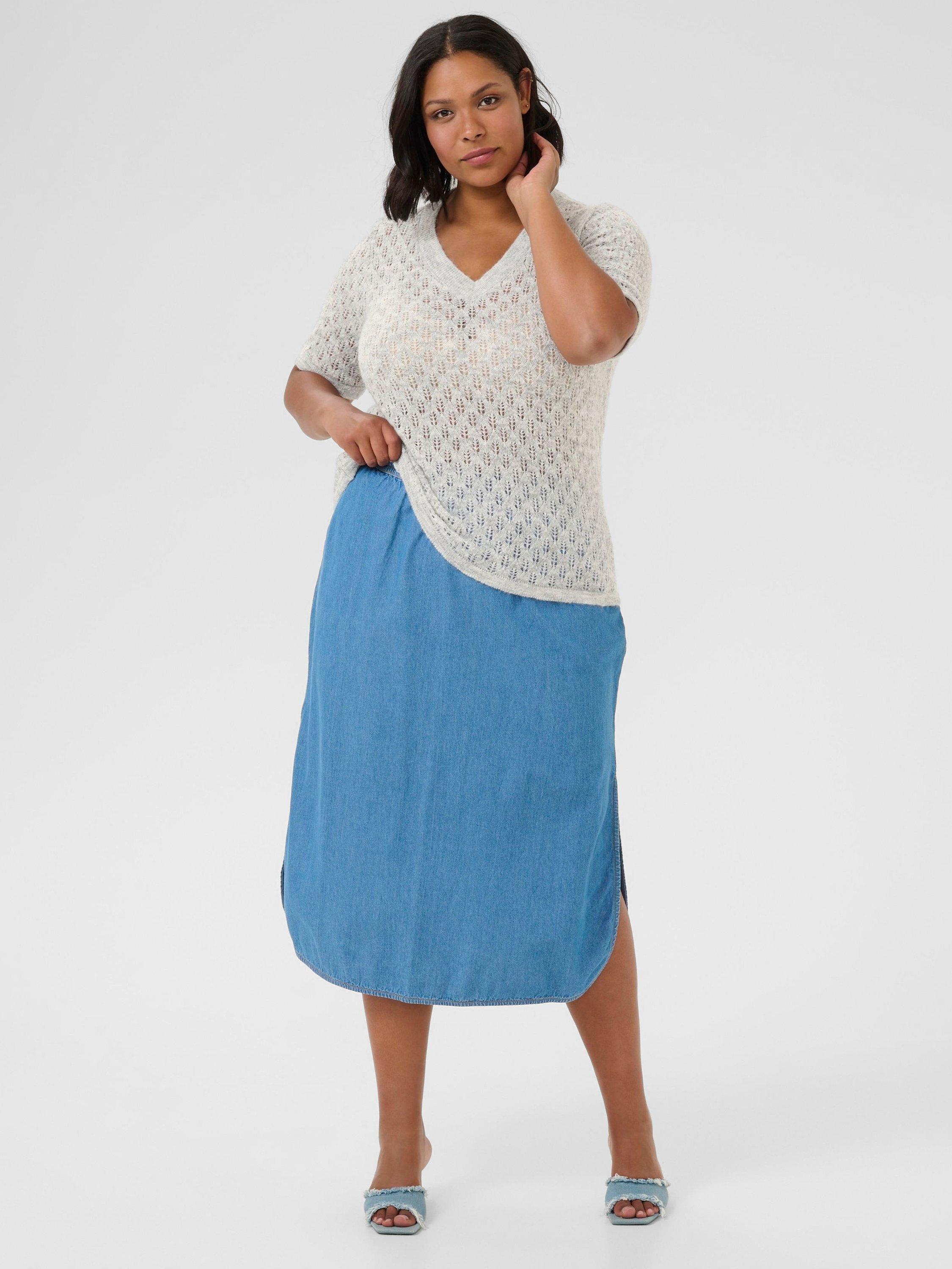 Product image 3 of 6, which shows KAFFE Curve Loura V-Neck Jumper, Mid Grey, S