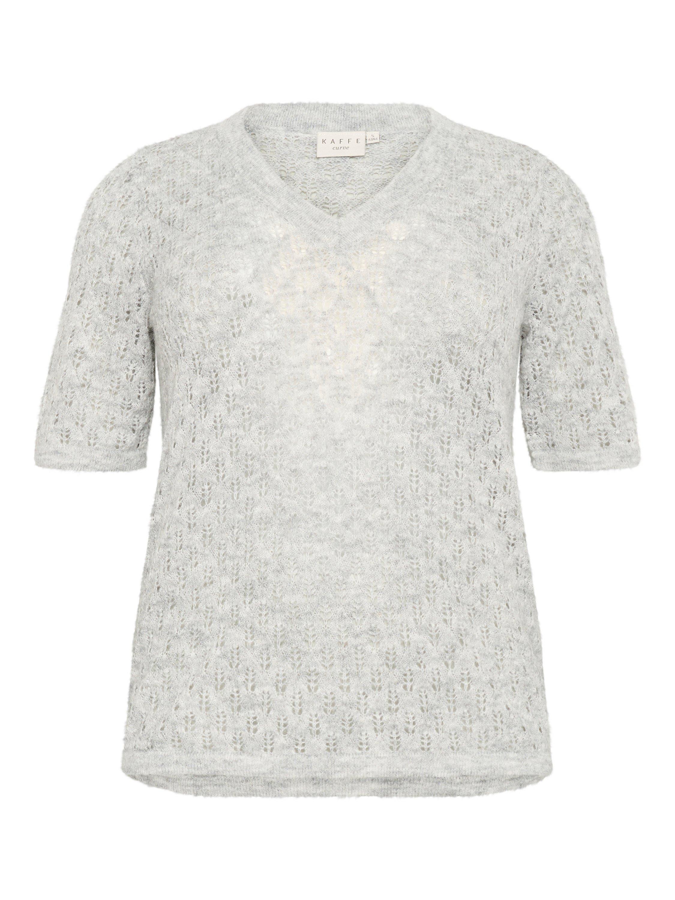 Product image 5 of 6, which shows KAFFE Curve Loura V-Neck Jumper, Mid Grey, S
