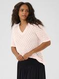 KAFFE Curve Loura V-Neck Jumper, Mid Pink