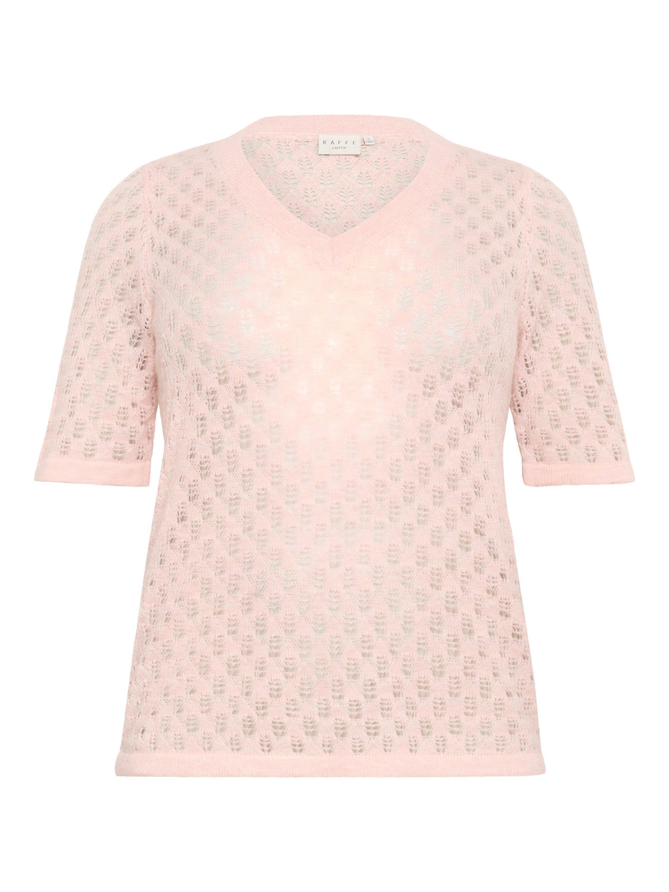 Product image 5 of 6, which shows KAFFE Curve Loura V-Neck Jumper, Mid Pink, S