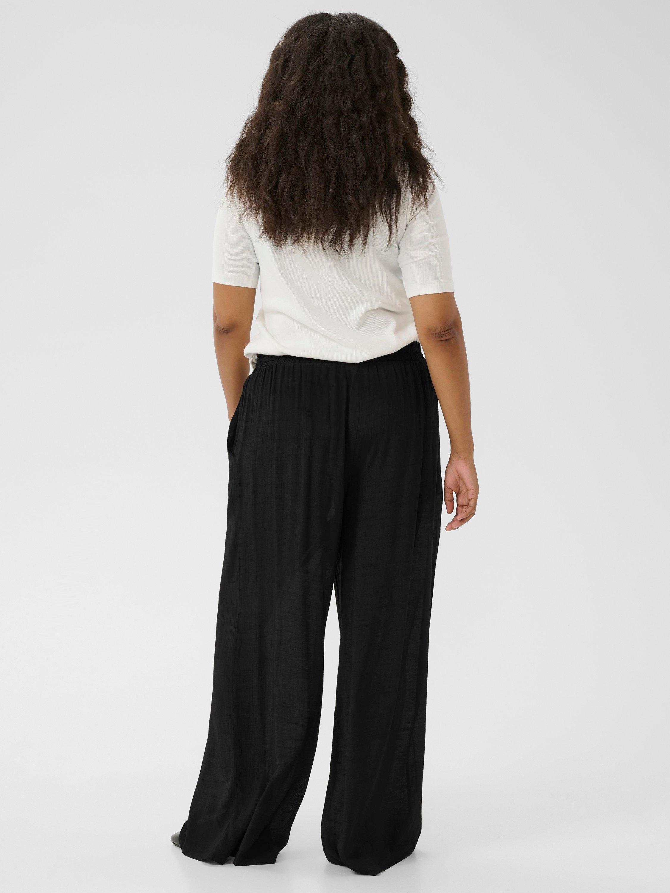 Product image 2 of 6, which shows KAFFE Curve Alia Wide Leg Trousers, Black Deep, 18