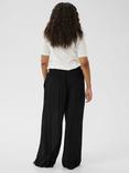 KAFFE Curve Alia Wide Leg Trousers, Black Deep