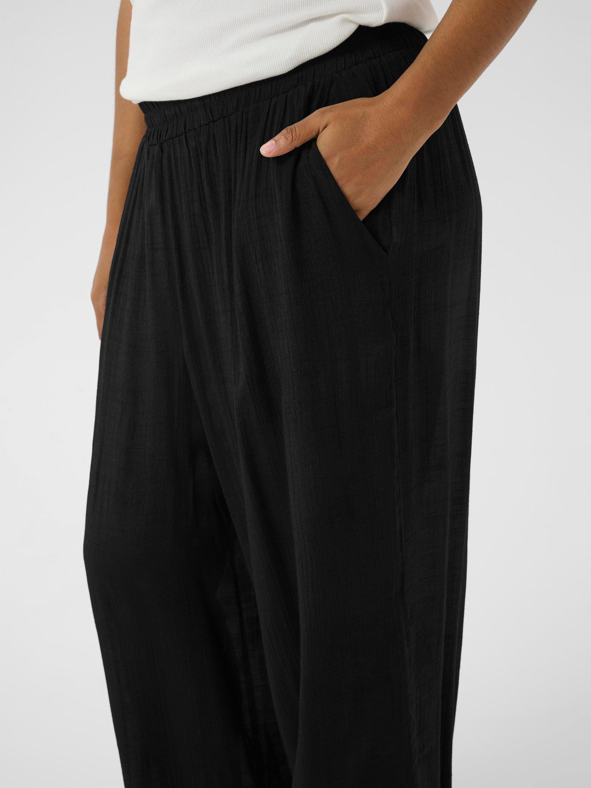 Product image 4 of 6, which shows KAFFE Curve Alia Wide Leg Trousers, Black Deep, 18
