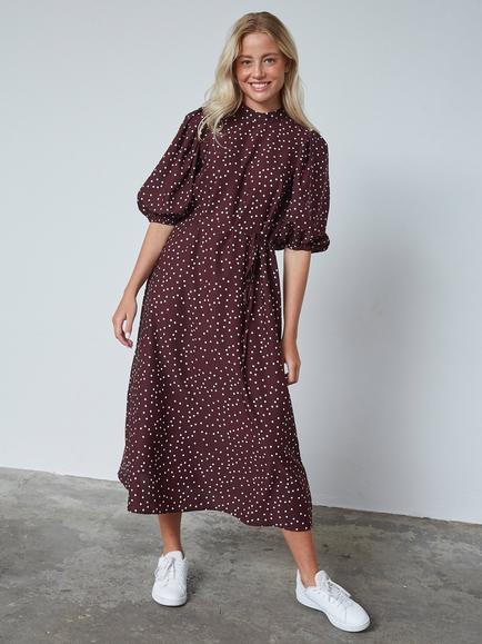 Sisters Point Ventia Polka Dot Midi Dress, Red/Multi, Red/Multi