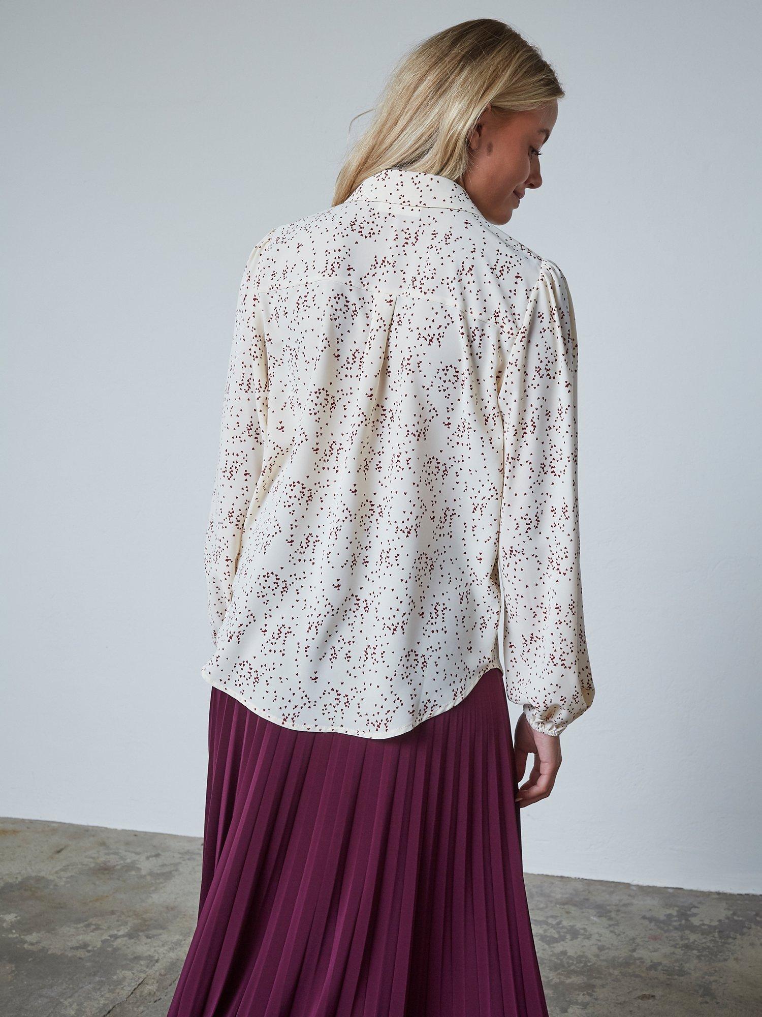 Product image 2 of 6, which shows Sisters Point Ebbey Heart Print Shirt, Cream/Multi, XL