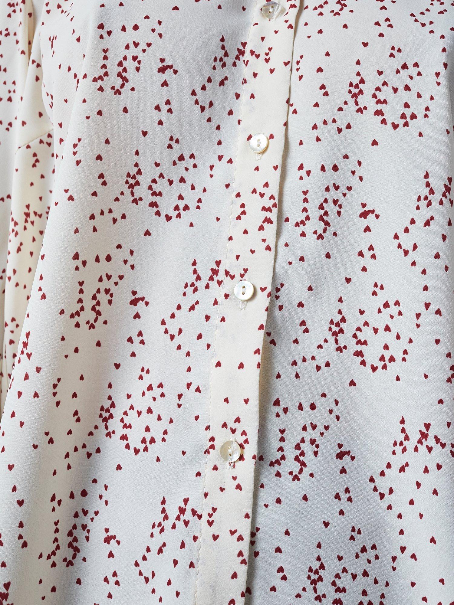 Product image 3 of 6, which shows Sisters Point Ebbey Heart Print Shirt, Cream/Multi, XL