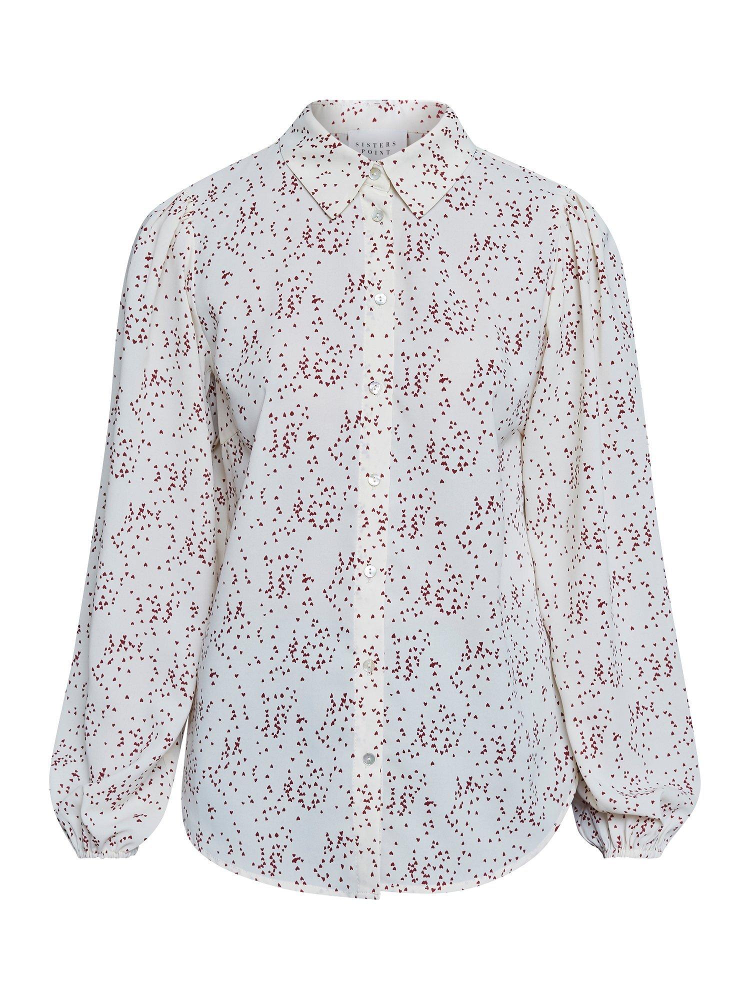 Product image 4 of 6, which shows Sisters Point Ebbey Heart Print Shirt, Cream/Multi, XL
