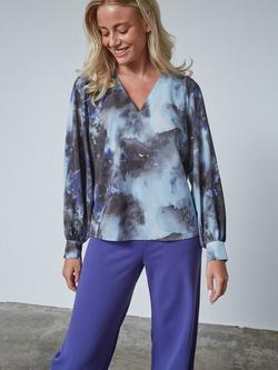 Sisters Point Vanti Abstract V-Neck Top, Grey/Multi, Grey/Multi