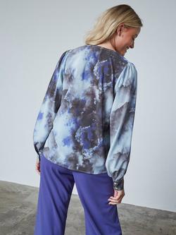 Sisters Point Vanti Abstract V-Neck Top, Grey/Multi - view 2, Grey/Multi