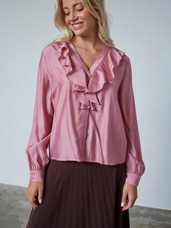 Sisters Point Velisa Ruffle Neck Shirt, Dusty Blush, Dusty Blush