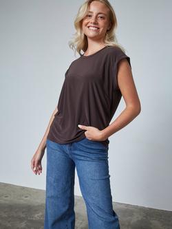 Sisters Point Low Cap Sleeve T-Shirt, Chocolate
