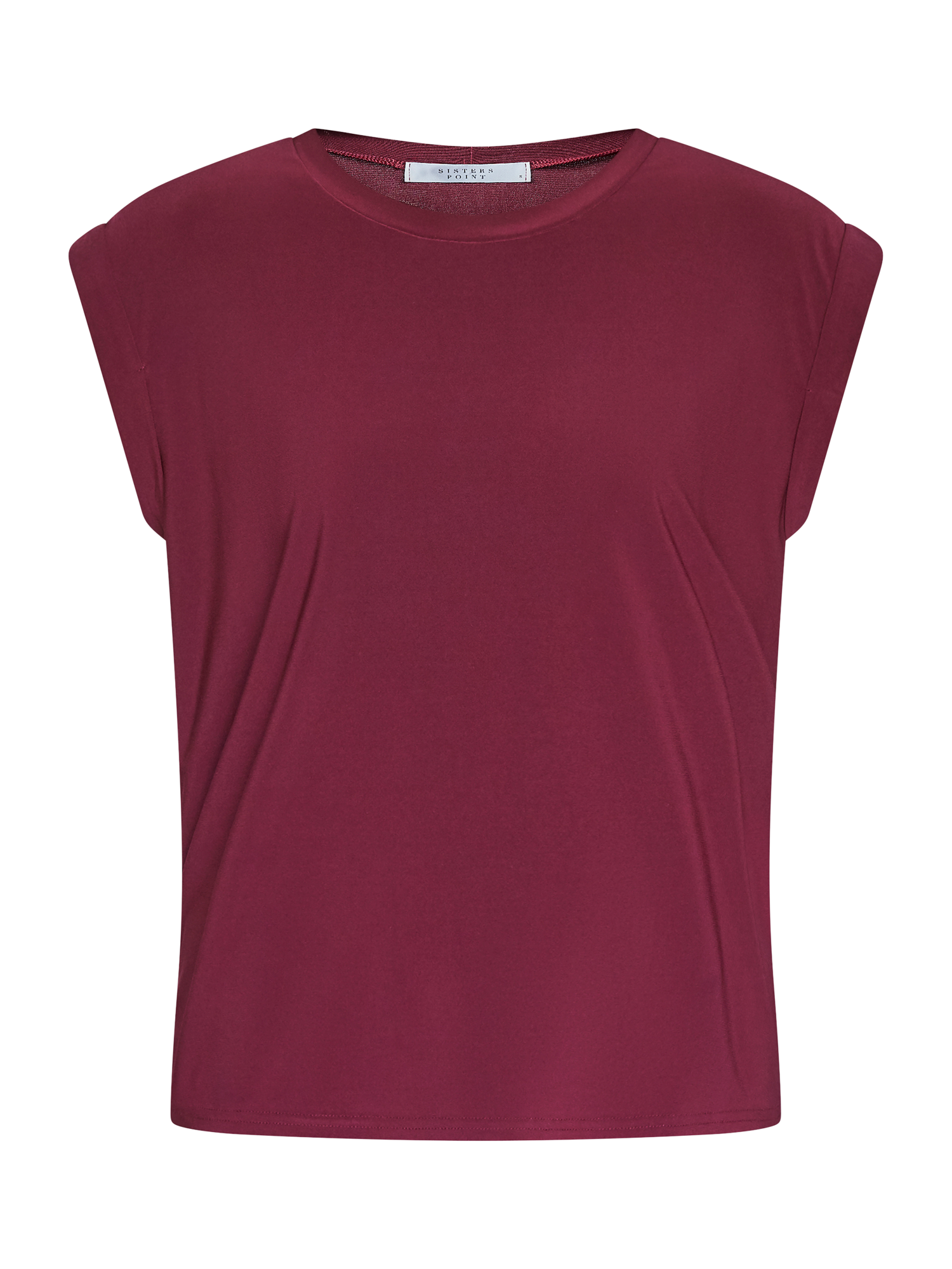 Product image 4 of 6, which shows Sisters Point Low Cap Sleeve T-Shirt, Deep Bordeaux, XS