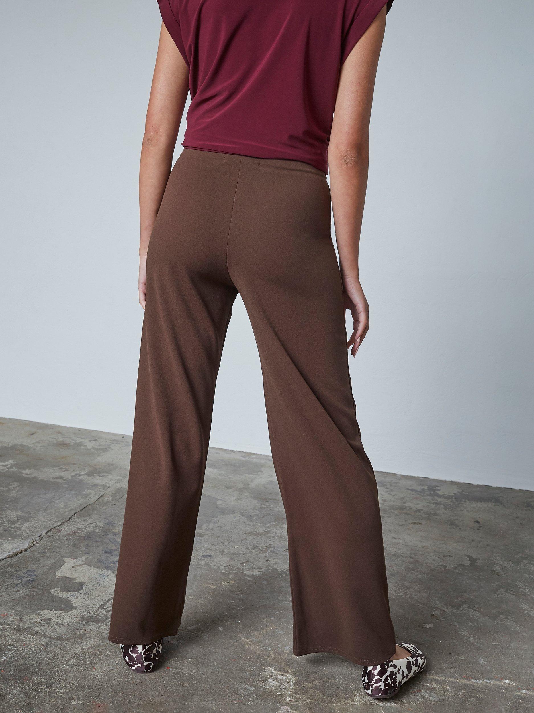 Product image 2 of 5, which shows Sisters Point Glut Stretch Wide Leg Trousers, Dark Chocolate, M