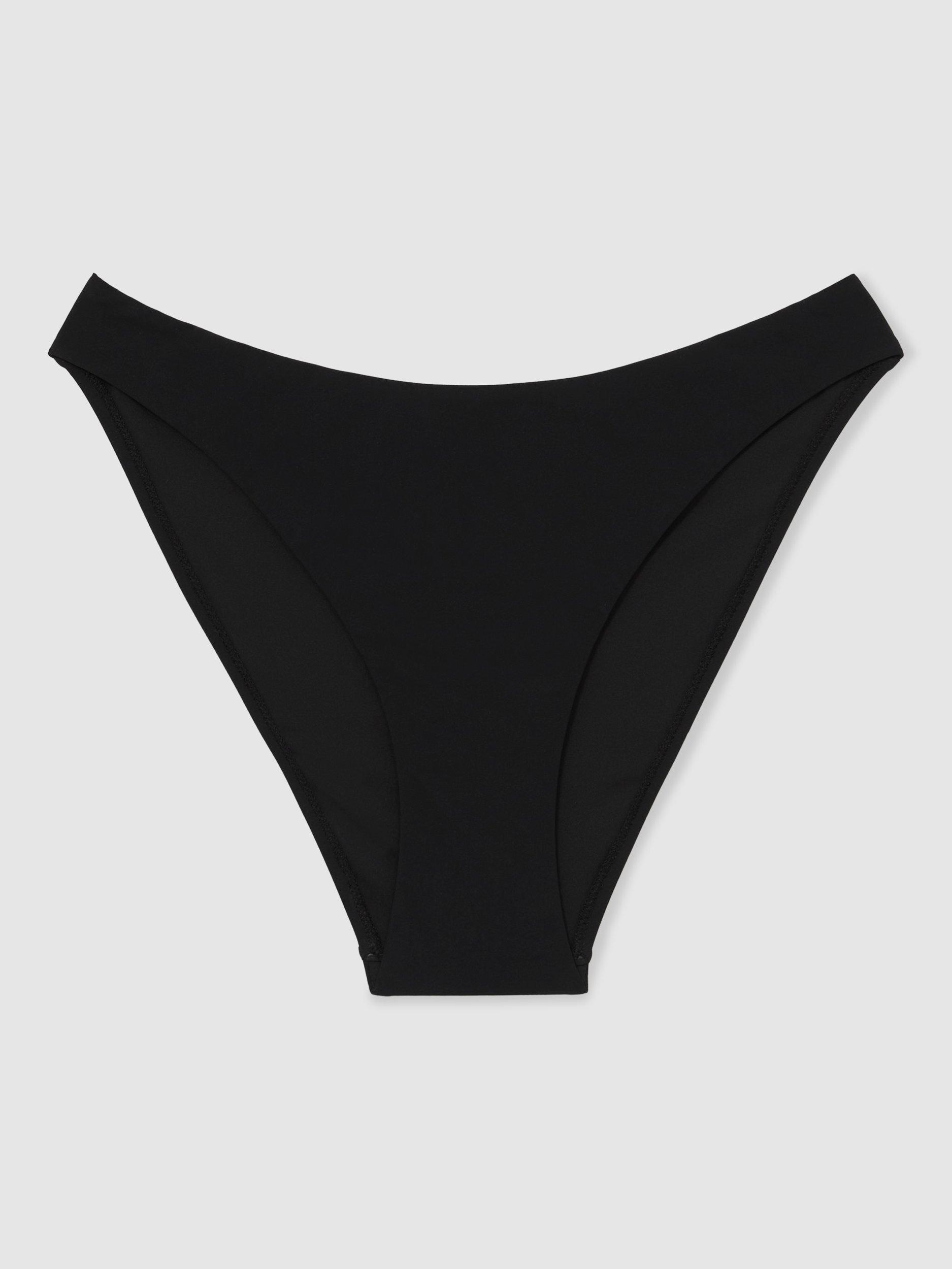 Product image 3 of 5, which shows Reiss Carina High Cut Bikini Bottoms, Black, 6