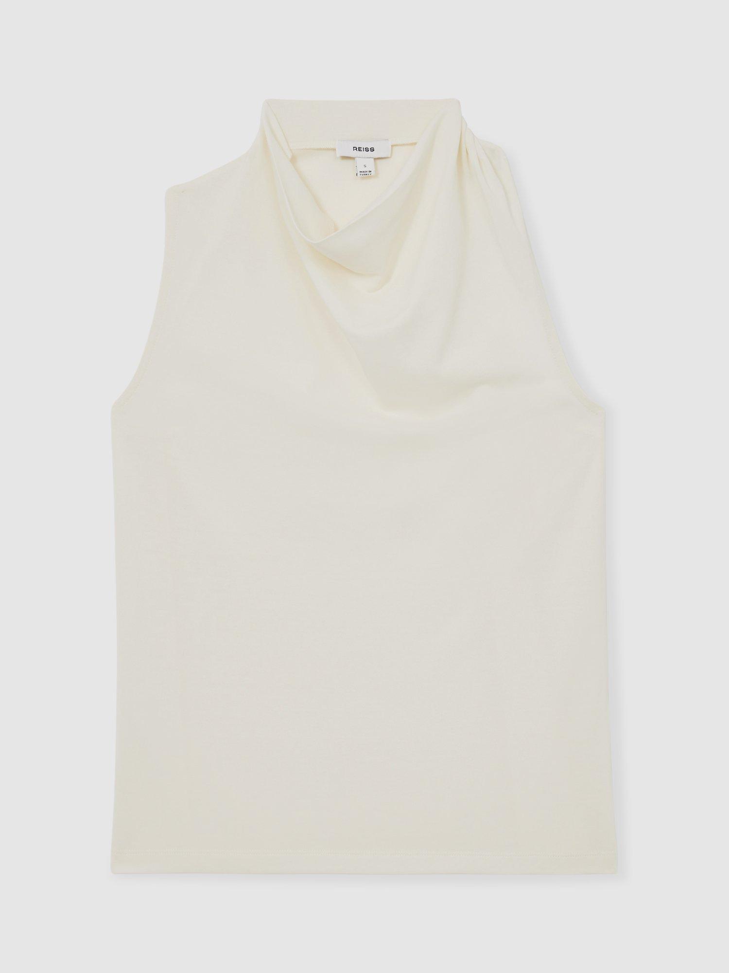 Product image 3 of 5, which shows Reiss Darla Cowl Neck Top, Ivory, XS