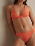 Reiss Carina High Leg Bikini Bottoms, Coral Orange