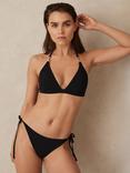 Reiss Riah Tie Side Bikini Bottoms, Black