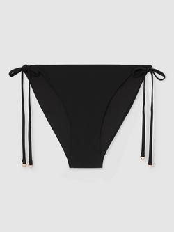 Reiss Riah Tie Side Bikini Bottoms, Black - view 2, Black