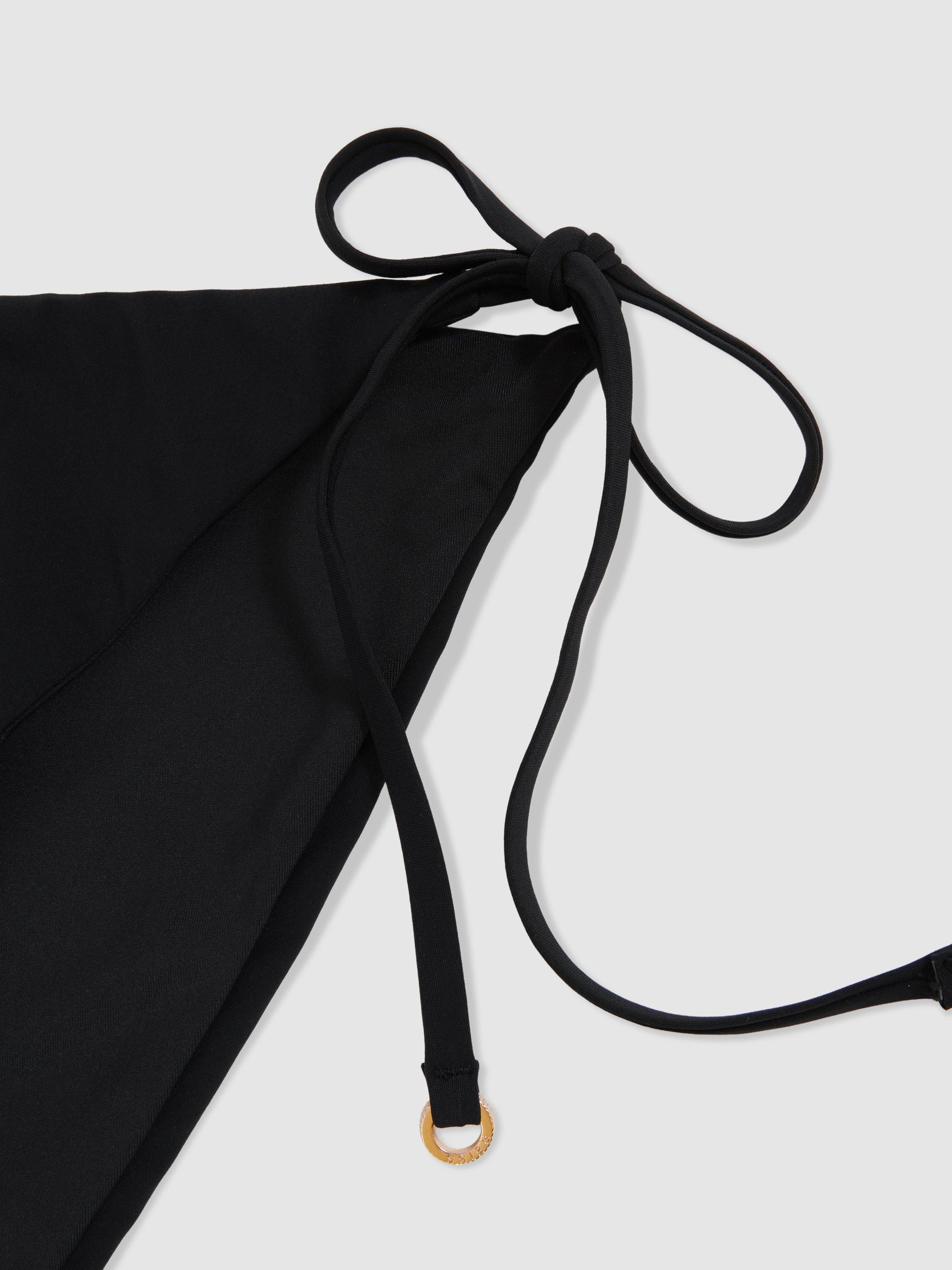 Product image 4 of 4, which shows Reiss Riah Tie Side Bikini Bottoms, Black, 6