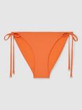 Reiss Riah Tie Side Bikini Bottoms, Coral Orange
