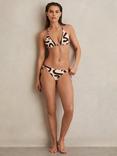 Reiss Wynee Squiggle Bikini Bottoms, Chocolate/Cream