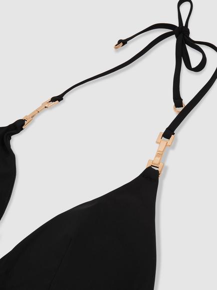 Reiss Riah Strap Trim Bikini Top, Black - view 2, Black