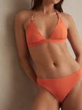 Reiss Riah Strap Detail Bikini Top, Coral Orange