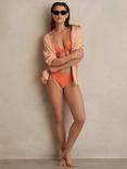 Reiss Riah Strap Detail Bikini Top, Coral Orange
