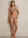 Reiss Wynee Squiggle Bikini Top, Chocolate/Cream
