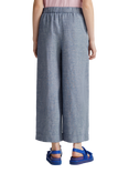 Benetton Wide Leg Mid Cropped Linen Blend Trousers