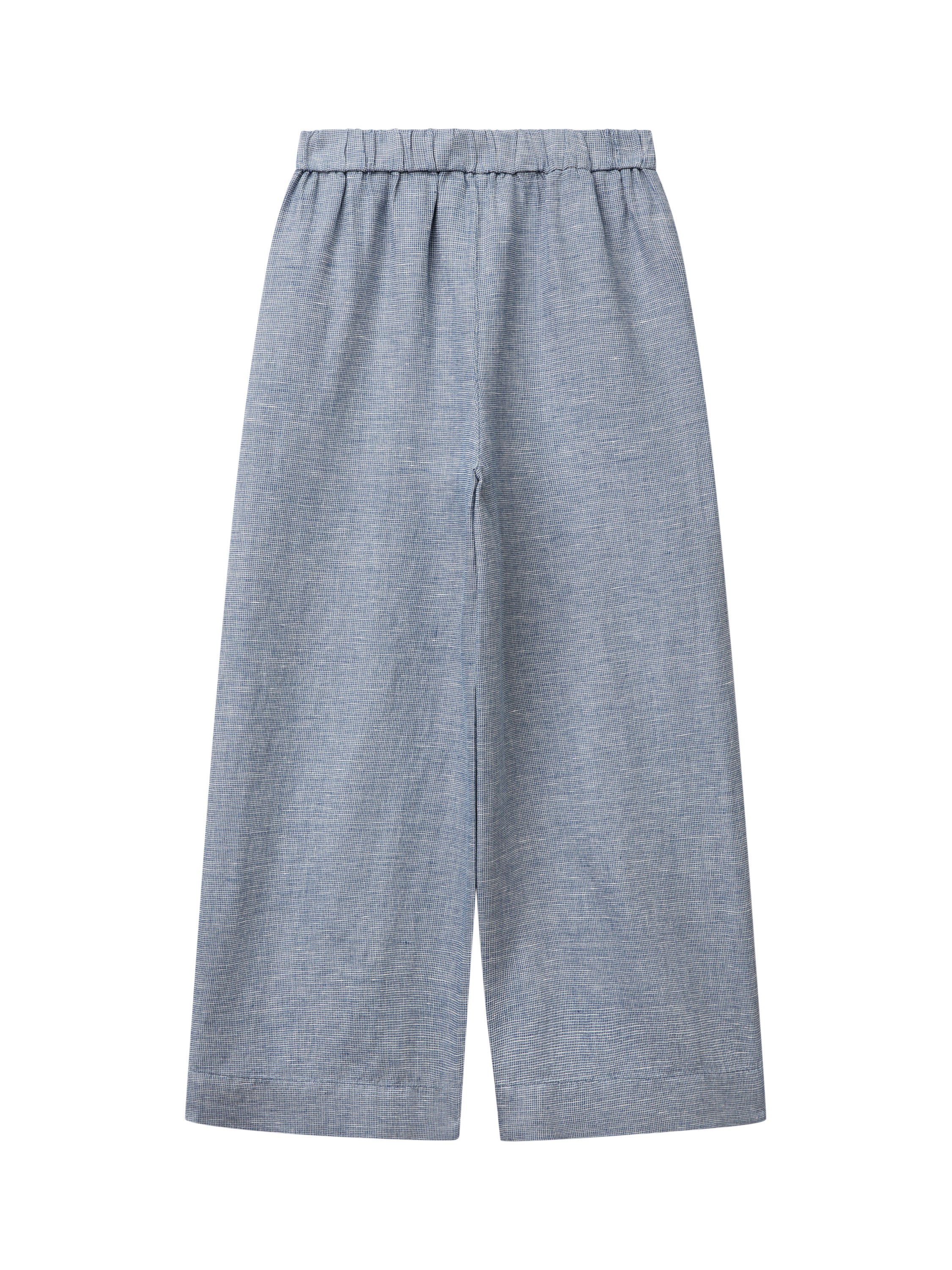 Product image 5 of 5, which shows Benetton Wide Leg Mid Cropped Linen Blend Trousers, Mid Blue, XS