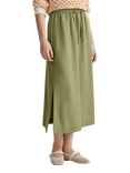 Benetton Drawstring Waist Side Slit Midi Skirt