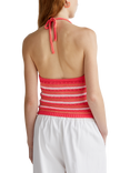 Benetton Geometric Striped Halterneck Knitted Cotton Blend Top
