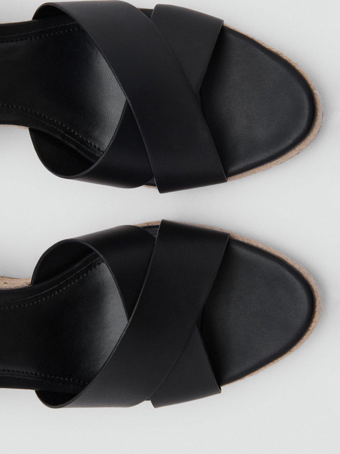 Product image 3 of 5, which shows Mango Pati Open Toe Cross Over Wedge Sandals, Black, 2