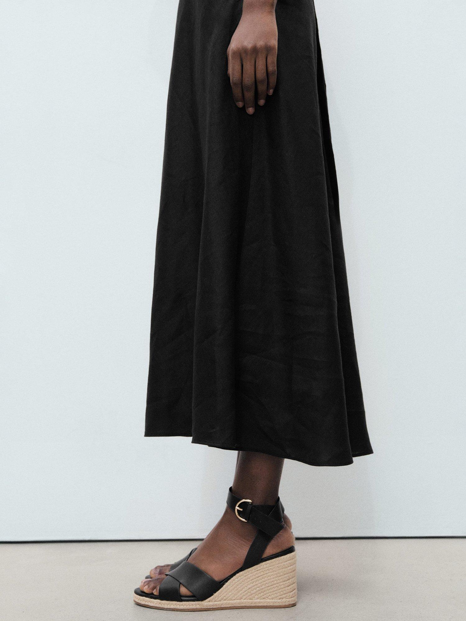 Product image 5 of 5, which shows Mango Pati Open Toe Cross Over Wedge Sandals, Black, 2