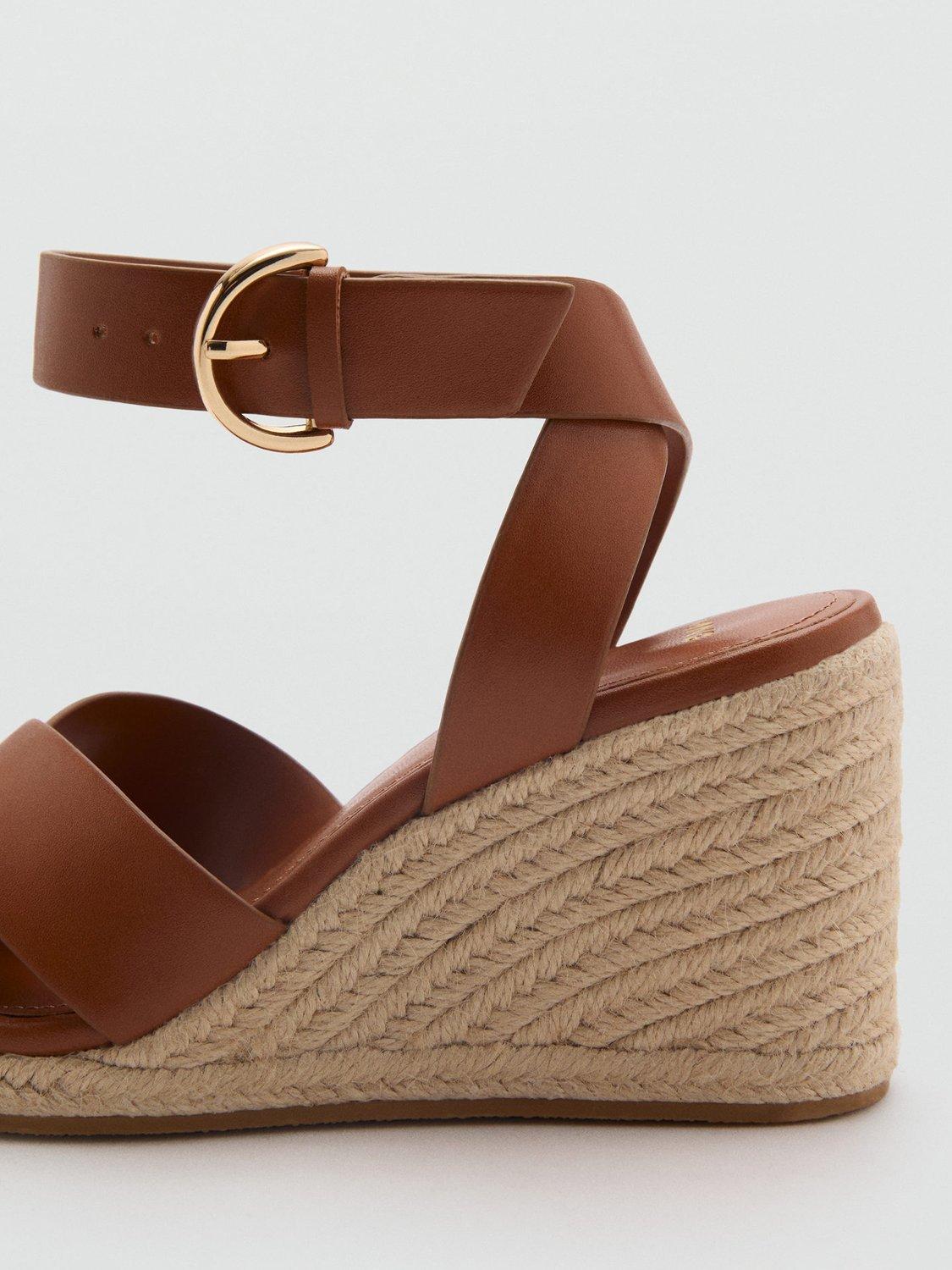 Product image 3 of 4, which shows Mango Pati Open Toe Cross Over Wedge Sandals, Medium Brown, 2