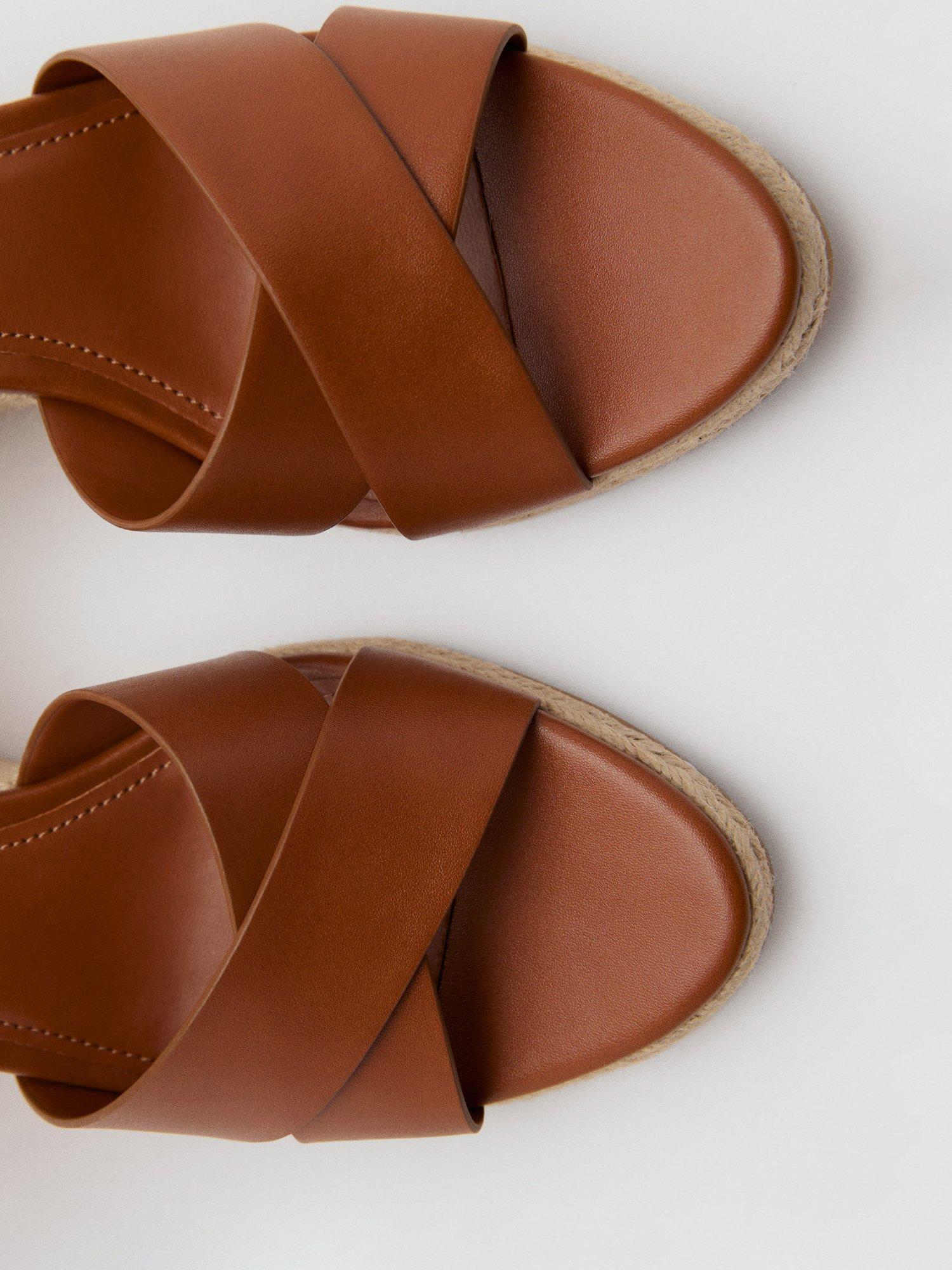 Product image 4 of 4, which shows Mango Pati Open Toe Cross Over Wedge Sandals, Medium Brown, 2