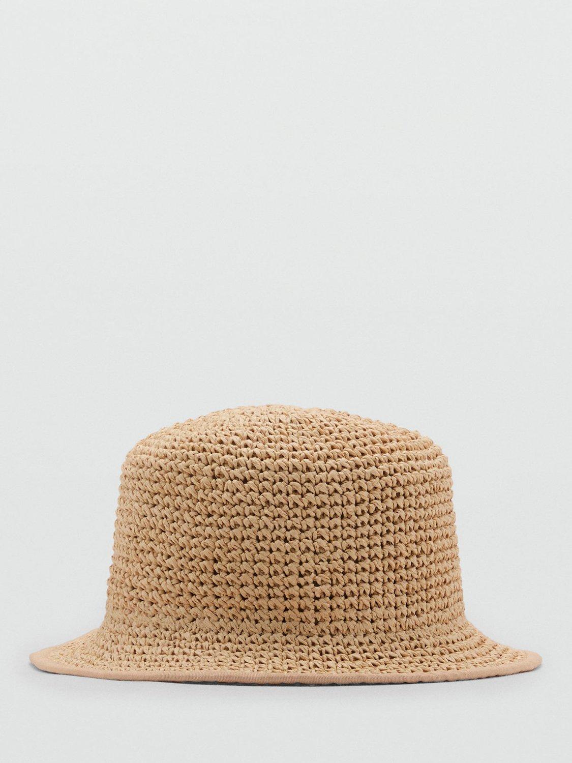 Product image 1 of 4, which shows Mango Salt Natural Fibre Bucket Hat, Beige, One Size
