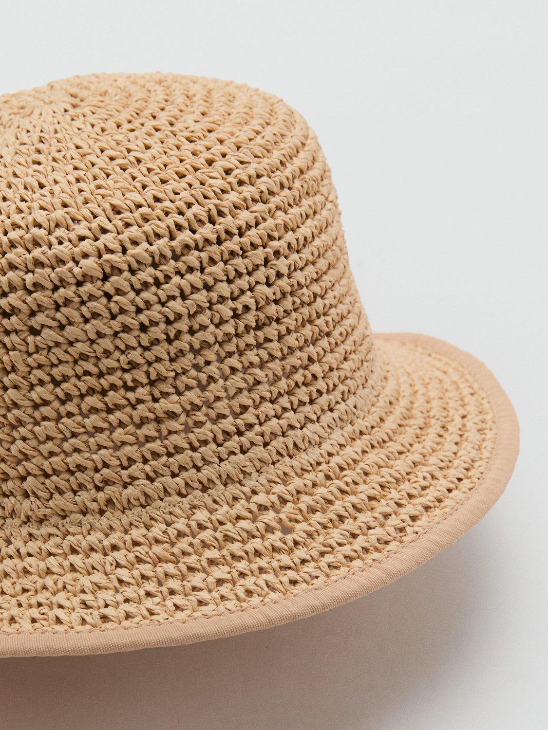 Product image 2 of 4, which shows Mango Salt Natural Fibre Bucket Hat, Beige, One Size