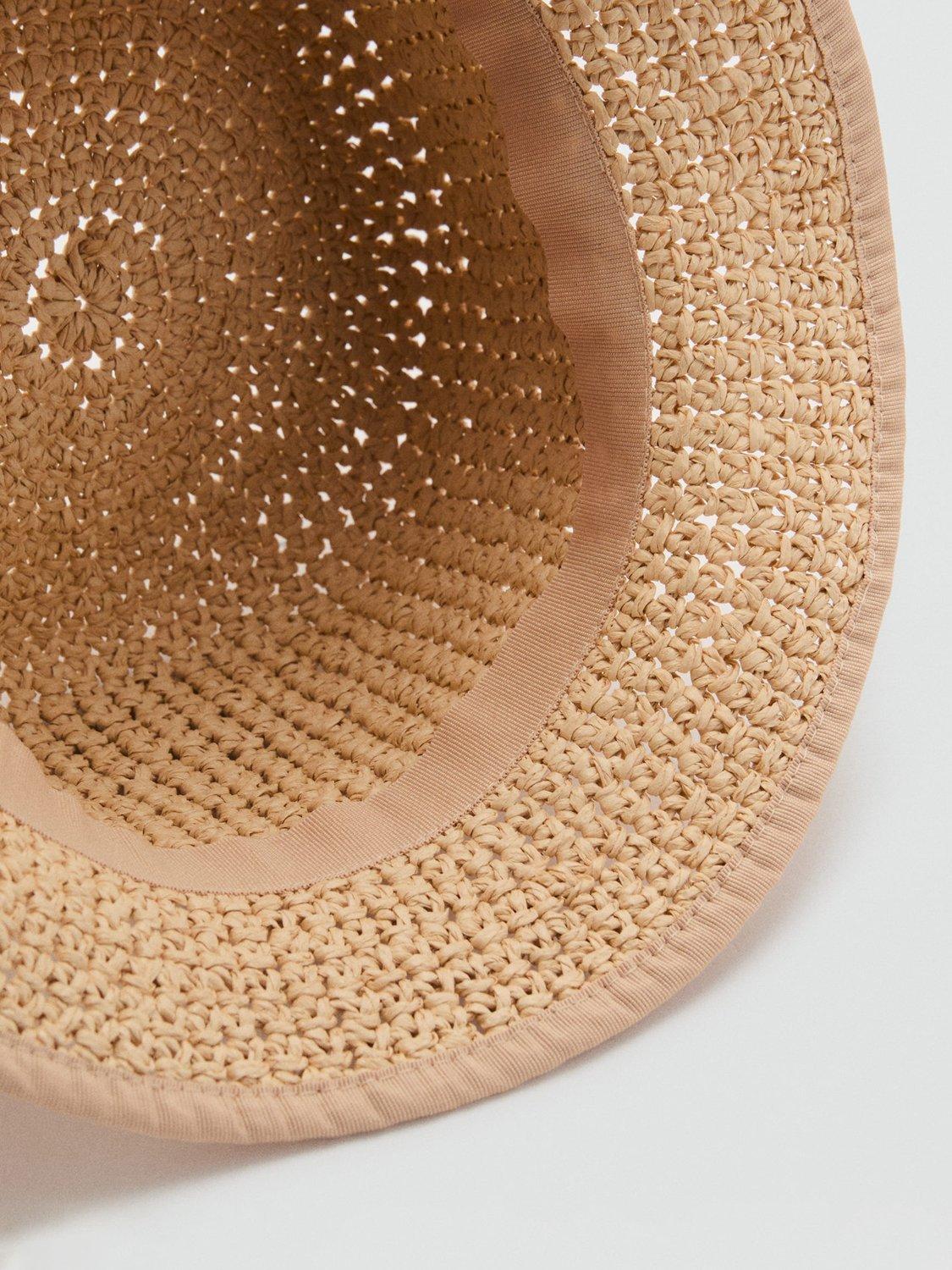 Product image 3 of 4, which shows Mango Salt Natural Fibre Bucket Hat, Beige, One Size
