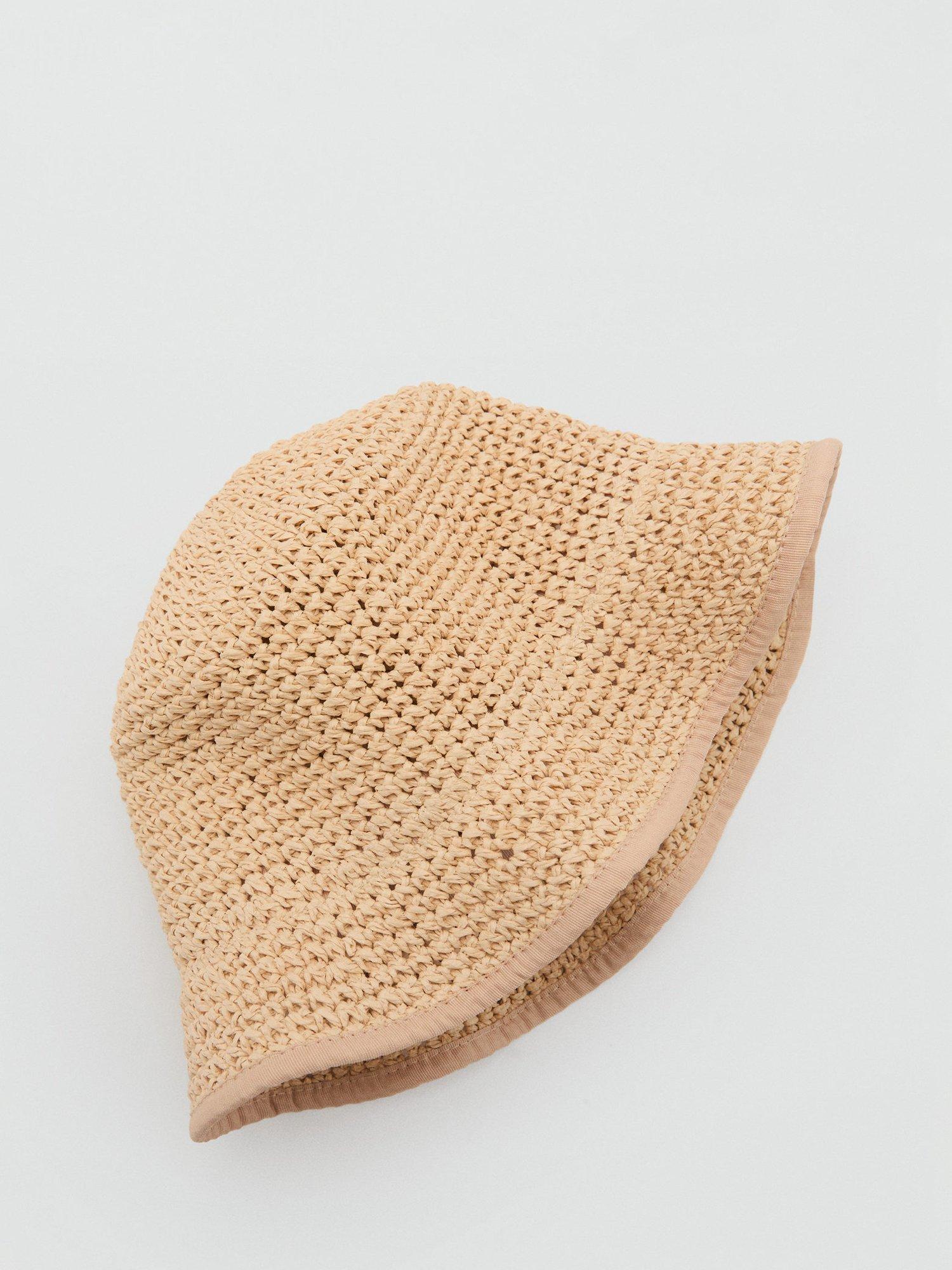 Product image 4 of 4, which shows Mango Salt Natural Fibre Bucket Hat, Beige, One Size