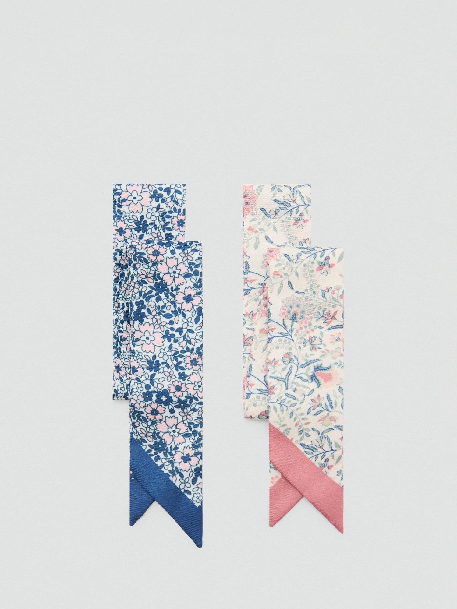 Mango Aitana Floral Scarves, Set of 2, Pink/Multi