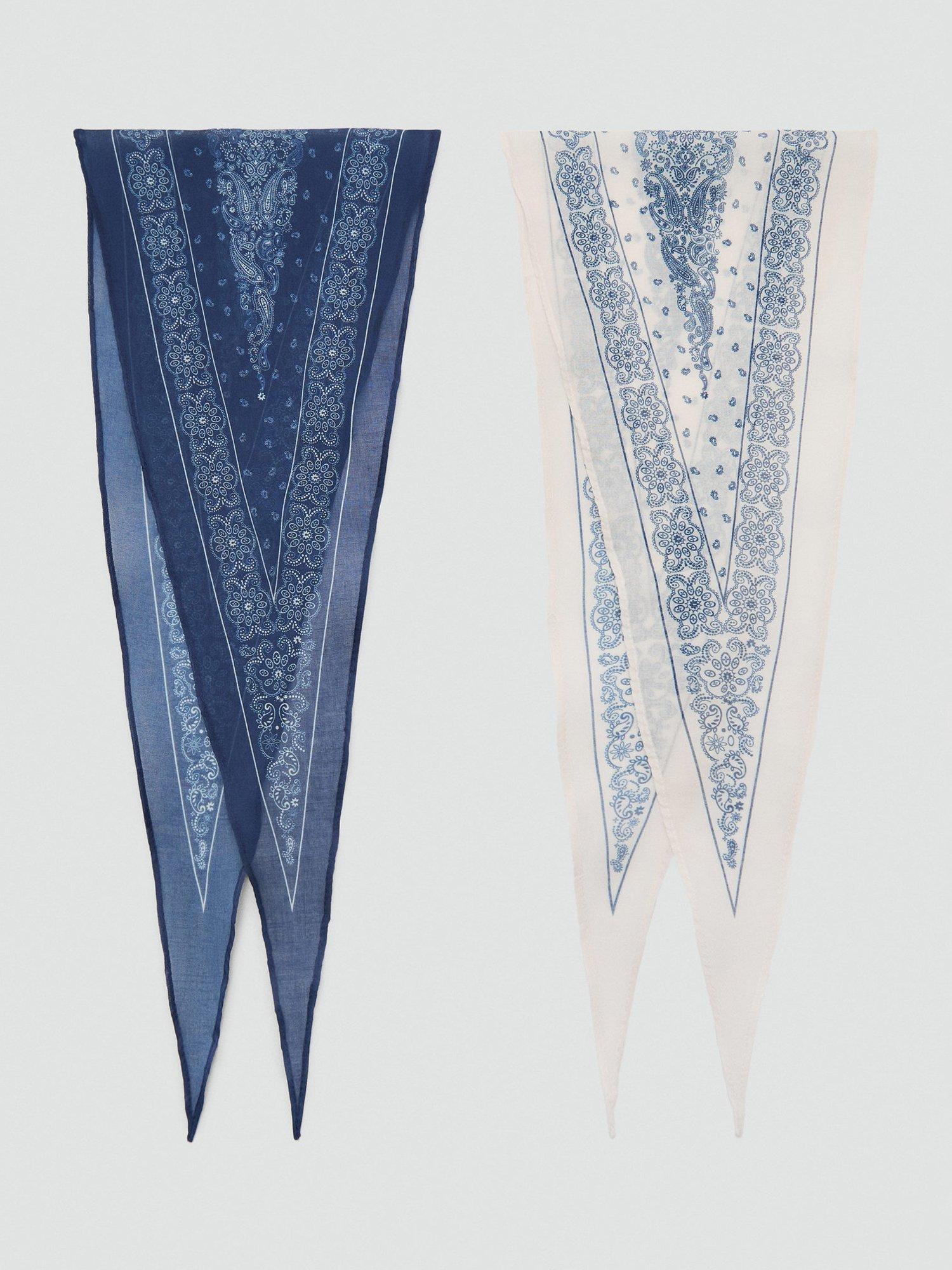 Mango Bandanes Cotton Paisley Print Scarf, Pack of 2