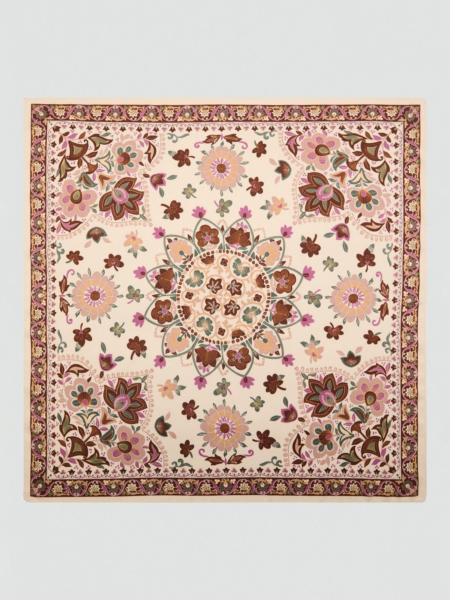 Product image 1 of 3, which shows Mango Ancara Floral Print Scarf, Light Beige/Multi, One Size